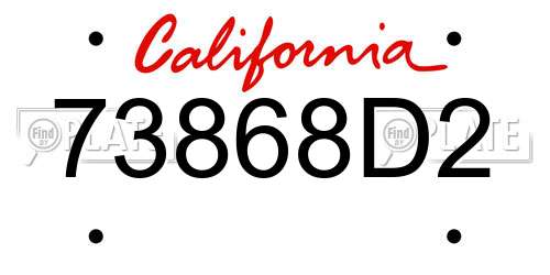 73868D2 California License Plate