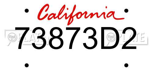73873D2 California License Plate
