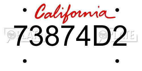 73874D2 California License Plate