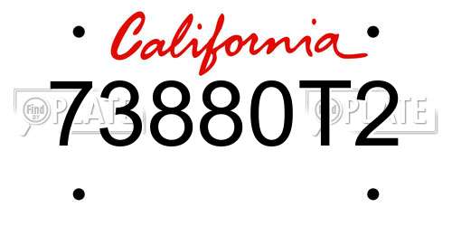 73880T2 California License Plate