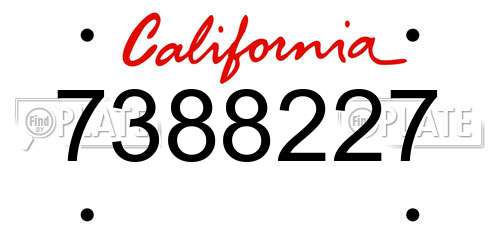 7388227 California License Plate