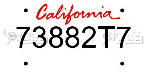 73882T7 California License Plate