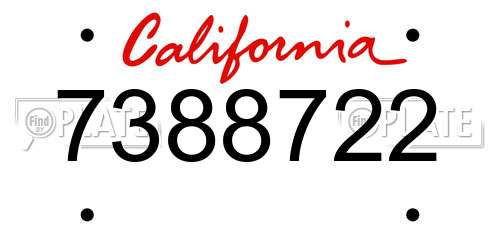7388722 California License Plate