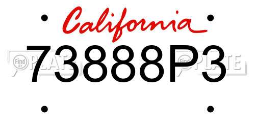 73888P3 California License Plate