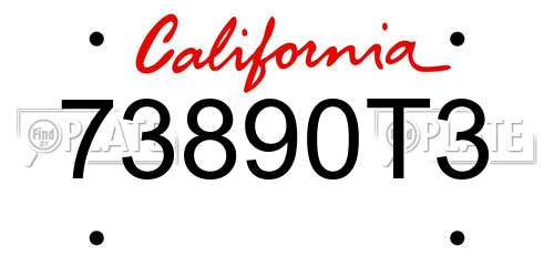 73890T3 California License Plate