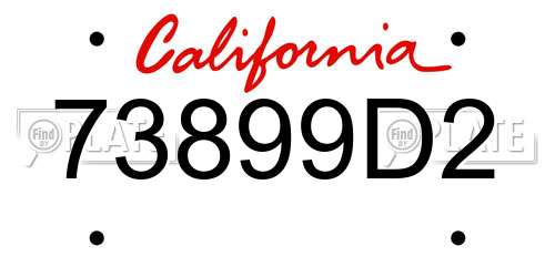 73899D2 California License Plate