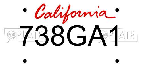 738GA1 California License Plate