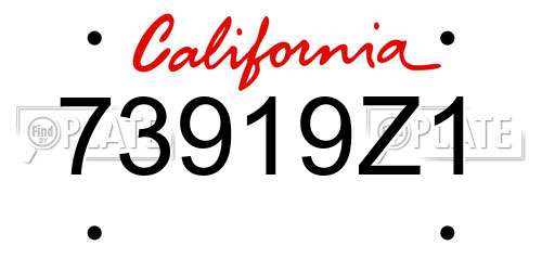 73919Z1 California License Plate