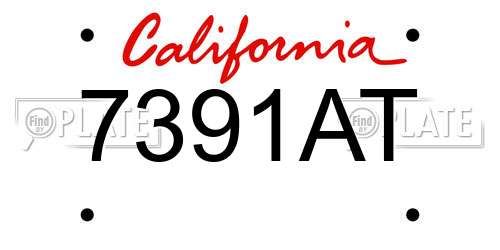7391AT California License Plate