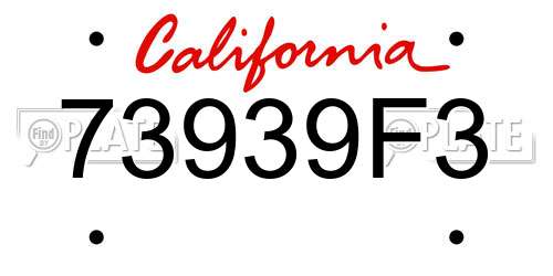 73939F3 California License Plate