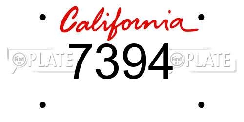 7394 California License Plate