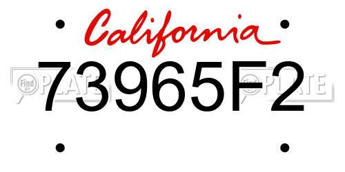 73965F2 California License Plate