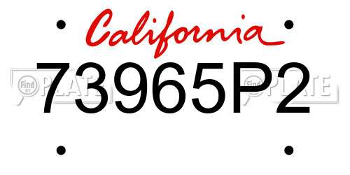 73965P2 California License Plate