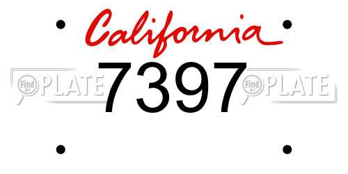 7397 California License Plate