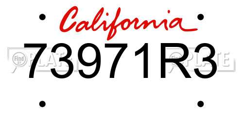 73971R3 California License Plate