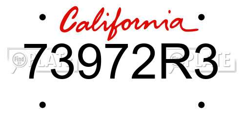 73972R3 California License Plate