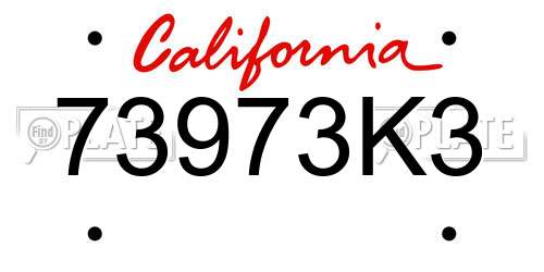 73973K3 California License Plate