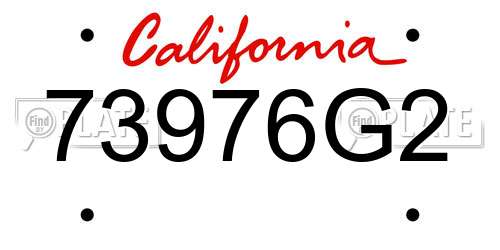 73976G2 California License Plate