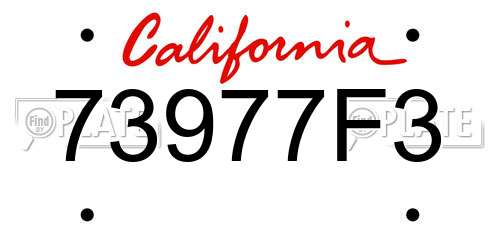 73977F3 California License Plate