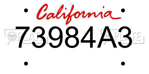 73984A3 California License Plate