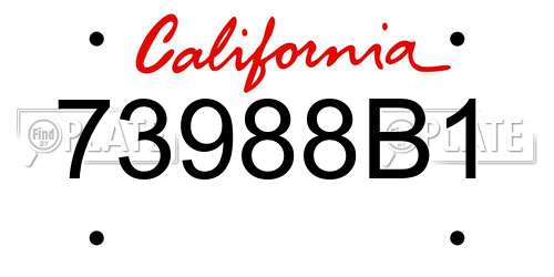 73988B1 California License Plate