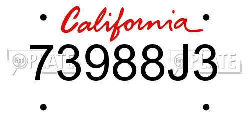 73988J3 California License Plate