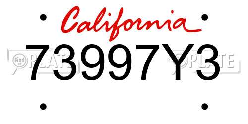 73997Y3 California License Plate