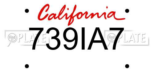 739IA7 California License Plate