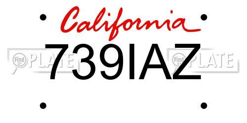 739IAZ California License Plate