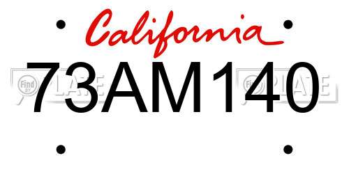 73AM140 California License Plate
