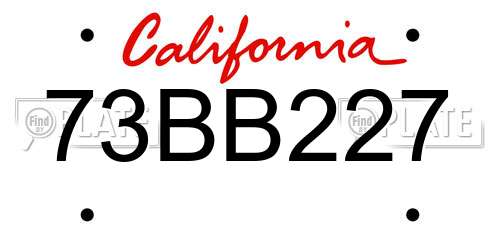 73BB227 California License Plate