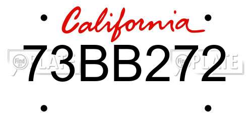 73BB272 California License Plate