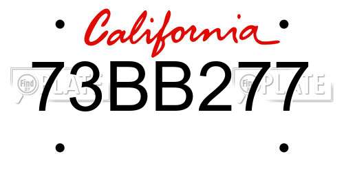73BB277 California License Plate
