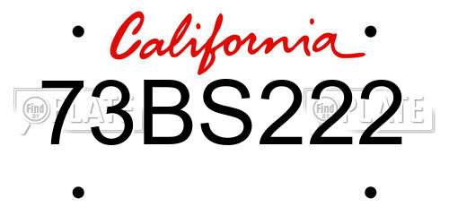 73BS222 California License Plate