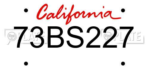73BS227 California License Plate