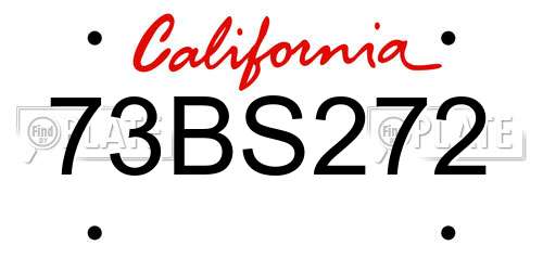 73BS272 California License Plate