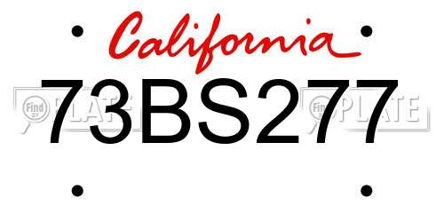 73BS277 California License Plate