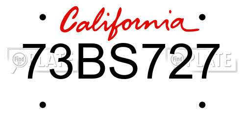 73BS727 California License Plate