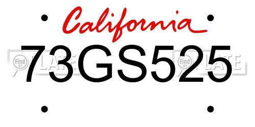 73GS525 California License Plate