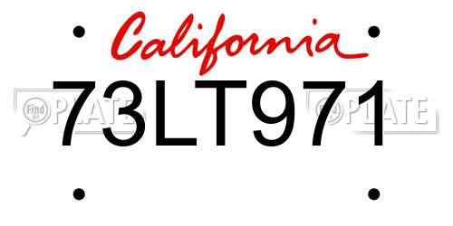 73LT971 California License Plate