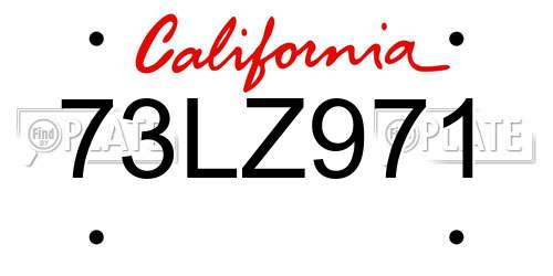 73LZ971 California License Plate