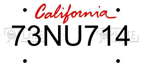 73NU714 California License Plate