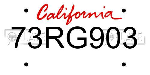73RG903 California License Plate