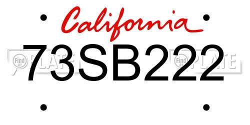 73SB222 California License Plate