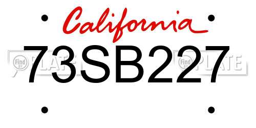 73SB227 California License Plate
