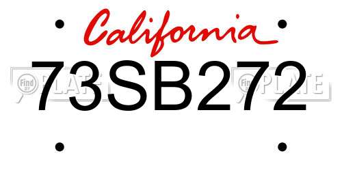 73SB272 California License Plate