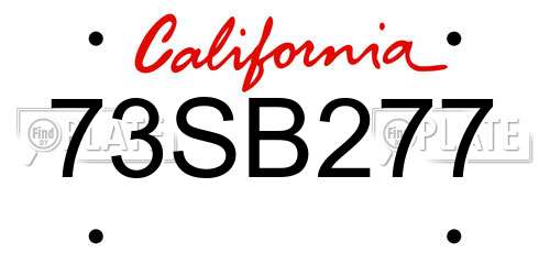 73SB277 California License Plate