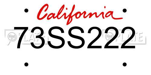 73SS222 California License Plate