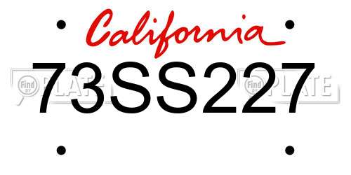 73SS227 California License Plate
