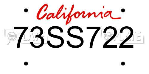 73SS722 California License Plate